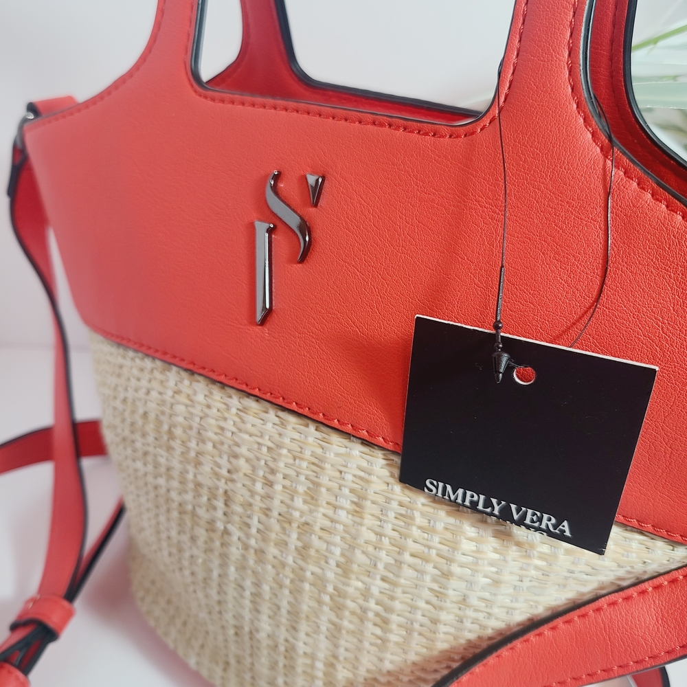 Simply Vera Red and Tan Women's Hand Bag - Picture 4 of 9